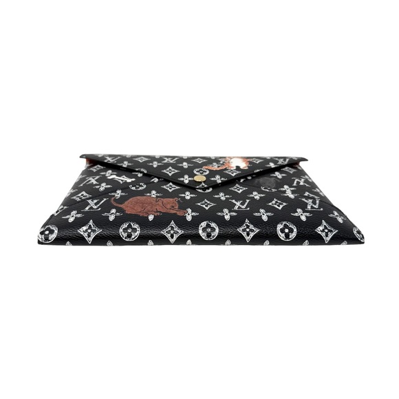 Louis Vuitton Grace Coddington Catogram Trunk Kirigami Envelope Clutch GM Black - Picture 4 of 16
